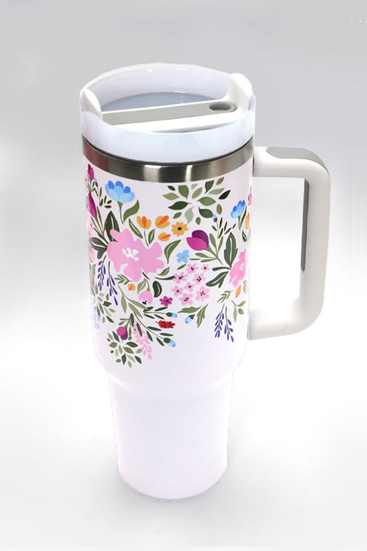 White Flower 40 oz Tumbler